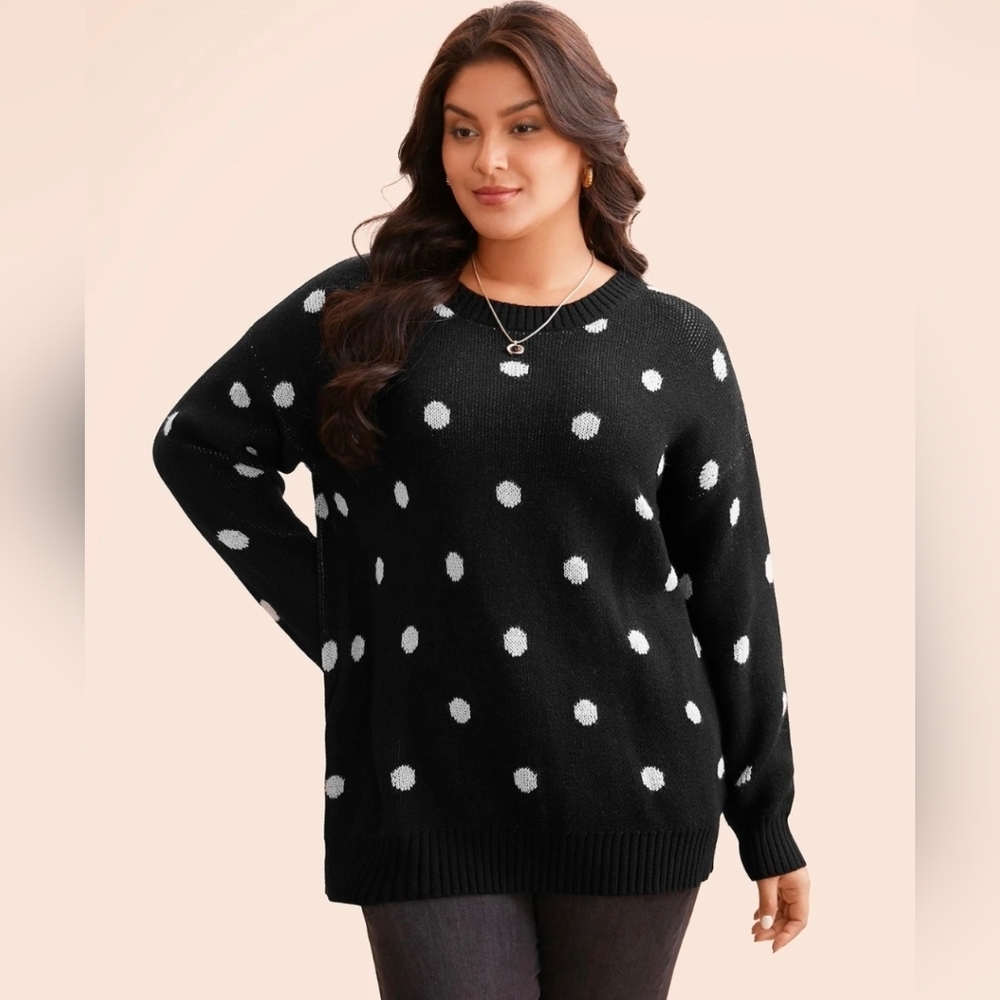 Lane Bryant 22/24 Sweater Polka Dot Dark Academia Preppy Silver